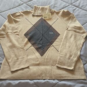 Men's Beige Argyle Sweater